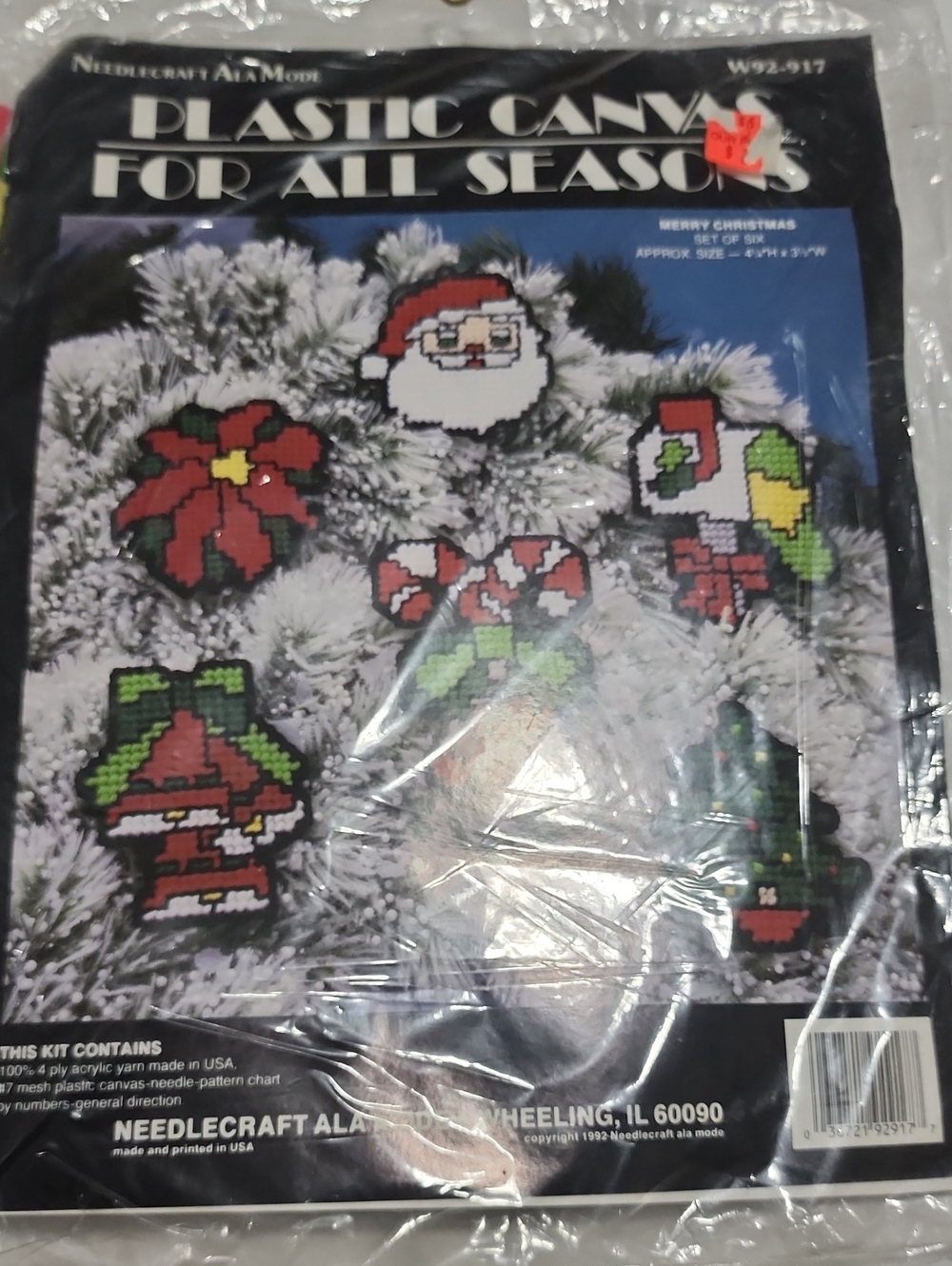 Vintage Needlecraft Ala Mode Plastic Canvas Christmas Ornament Kit